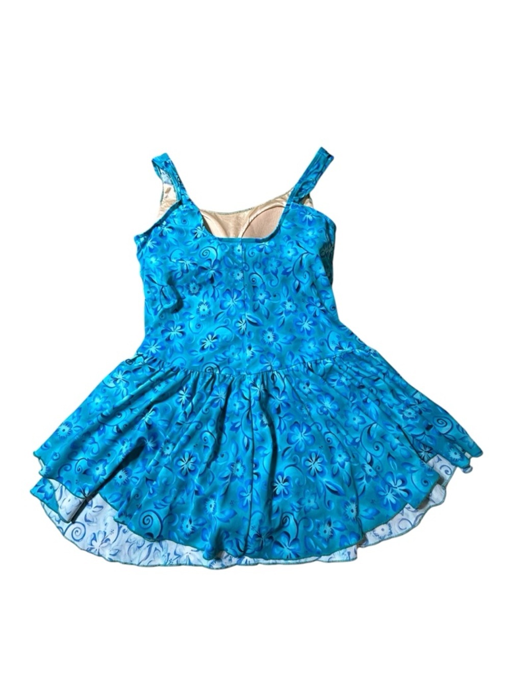 Le Cove Women's Swimsuit Skirted One Piece Blue Floral Print Size 22 Pre-owned - Picture 5 of 6
